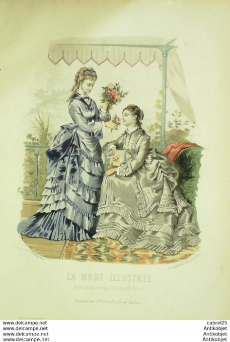 Gravure de mode La Mode illustrée 1873 n°25 (Maison Fladry)