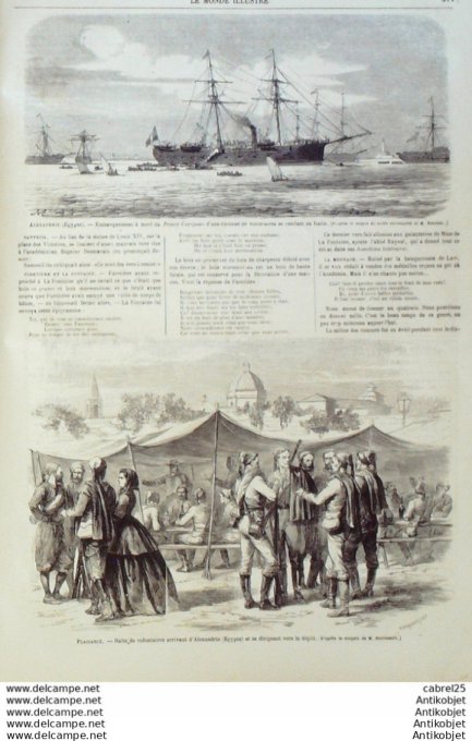 Le Monde illustré 1866 n°479 Italie Bologne Andelys (27) Chili Callao Egypte Alexandrie Marseille (1