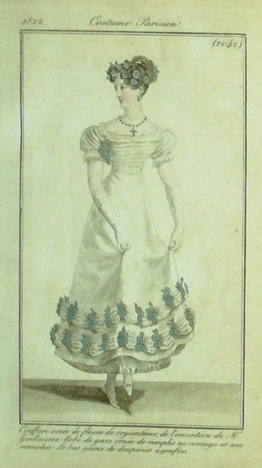 Gravure Mode Costume Parisien 1822 # 2042 (eau forte old Fashion plate