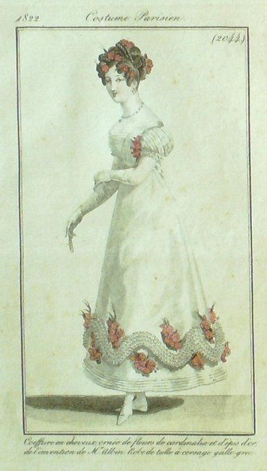Gravure Mode Costume Parisien 1822 # 2044 (eau forte old Fashion plate