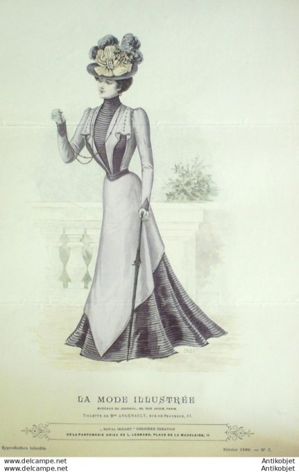 Gravure Mode illustree 1899 #  7 (Old Fashion plate) rare