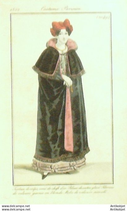 Costume Parisien 1822 # 2049 Pélerine et robe velours