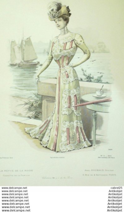 Gravure Mode La Gazette 1899 # 31 (Old Fashion plate) Maritime
