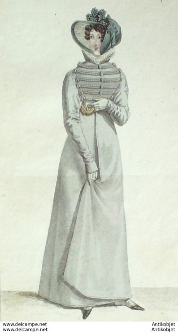 Costume Parisien 1819 # 1861 Redingote de drap  garnie de tresses