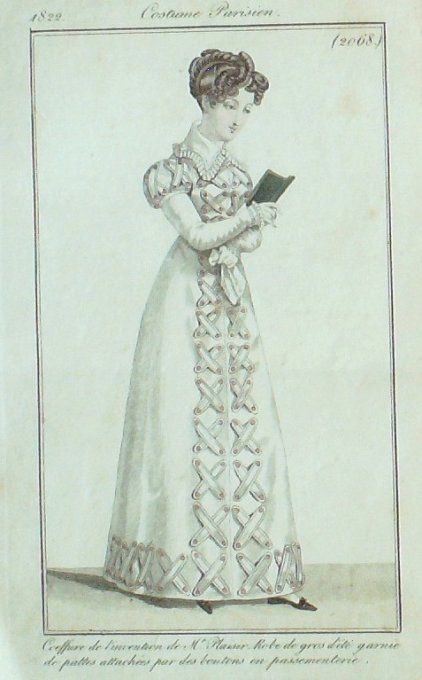 Gravure Mode Costume Parisien 1822 # 2068 (eau forte old Fashion plate
