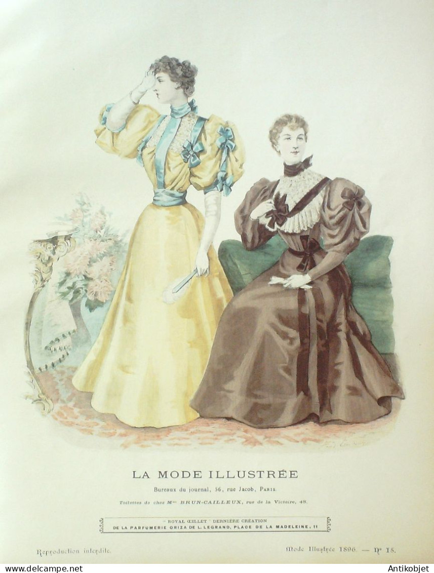 Gravure Mode illustree 1896 # 15 (Old Fashion plate) RARE