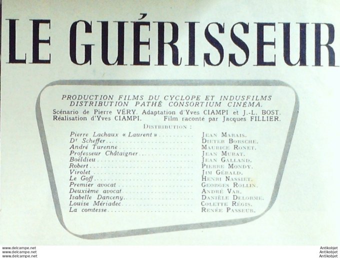 Le Guérisseur Jean Marais Maurice Ronet ïerre Mondy + Film 2