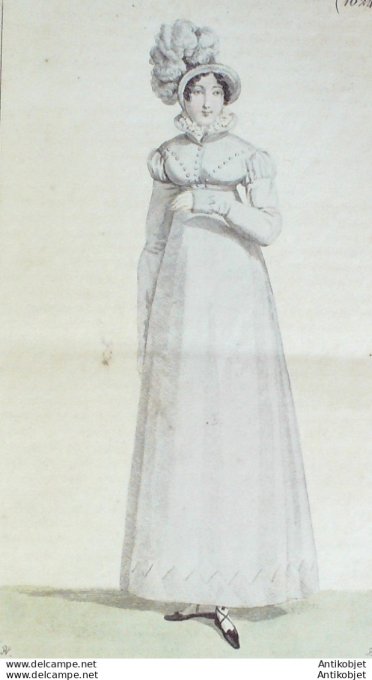 Costume Parisien 1817 # 1624 Robe mérinos garnie en pluche