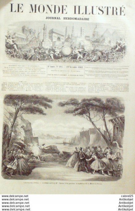 Le Monde illustré 1862 n°294 Compiègne Pierrefonds (60) Allemagne Leipzig Angleterre Hampshire Cherb