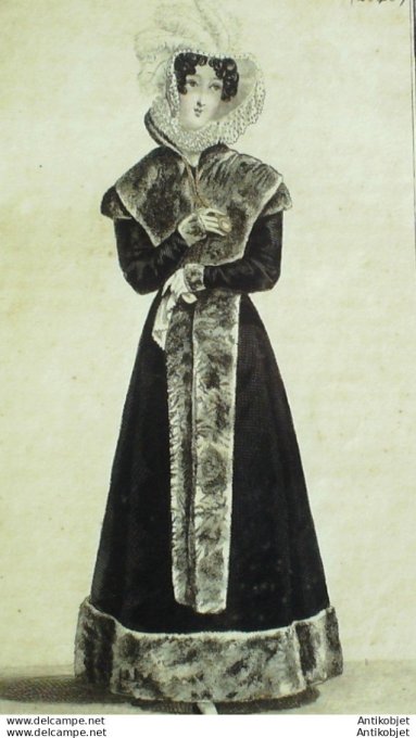 Costume Parisien 1822 # 2048 Robe velours garnie de chinchilla