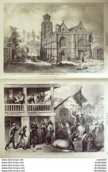 Le Monde illustré 1862 n°294 Compiègne Pierrefonds (60) Allemagne Leipzig Angleterre Hampshire Cherb