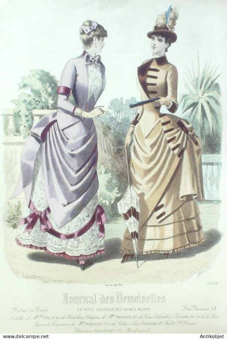 Gravure Mode J.Demoiselles 1885 # 4522 (Old Fashion plate)