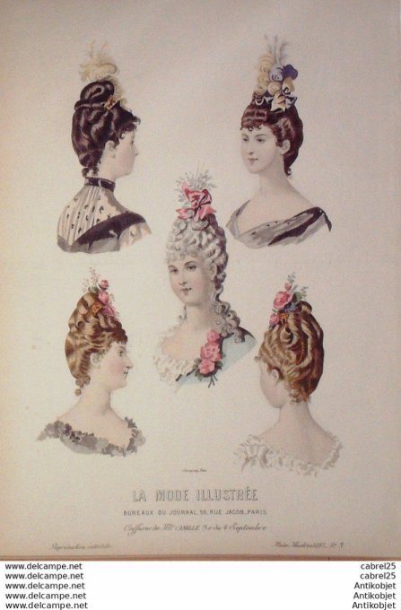 Gravure de mode La Mode illustrée 1887 n°03 (Maison Camille)