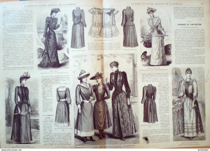 La Mode illustrée journal + gravure associée 1890 # 31
