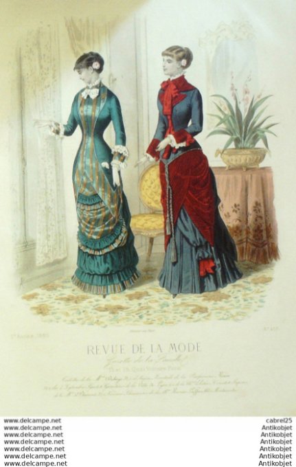 Gravure Mode La Gazette 1880 # 459 (Old Fashion plate)