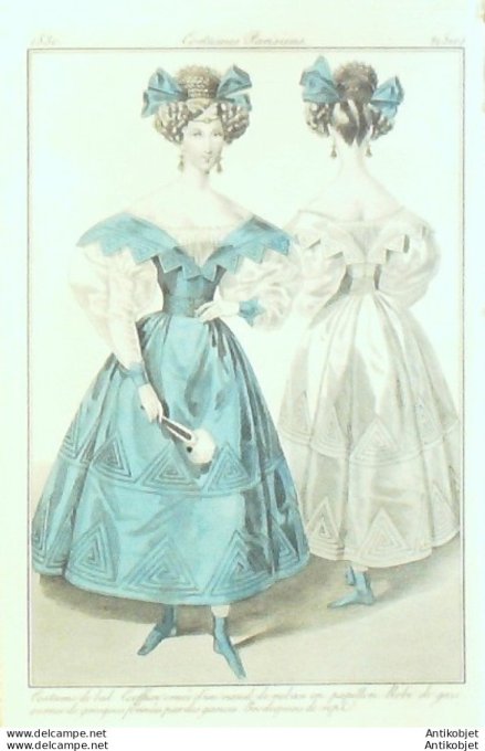 Costume Parisien 1830 # 2810 Robe de gaze garnie de grecques