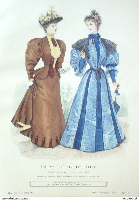 Gravure Mode illustree 1896 # 19 (Old Fashion plate) RARE