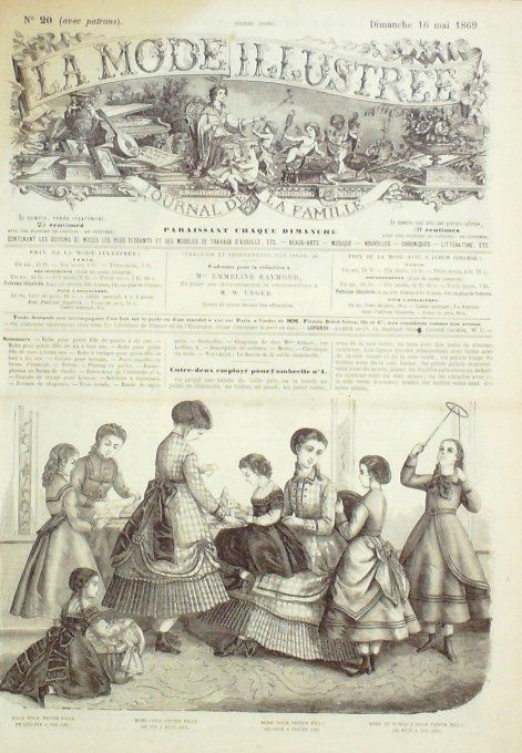 Journal Mode illustrée 1869 # 20 Robes & tuniques fillettes
