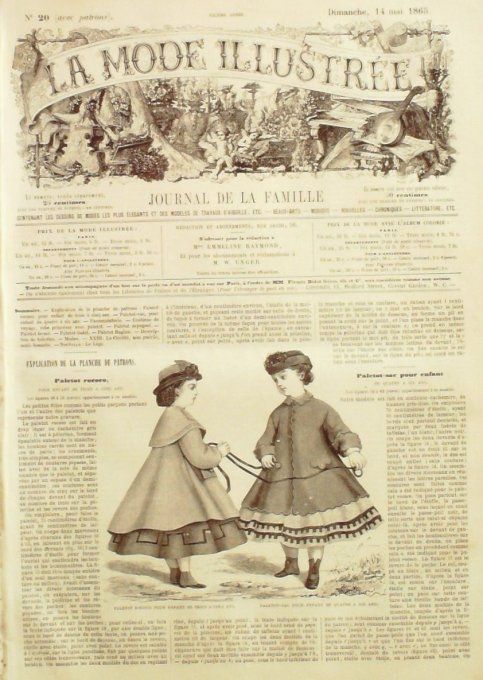 Journal Mode illustrée 1865 # 20 Paletot rococo & enfant