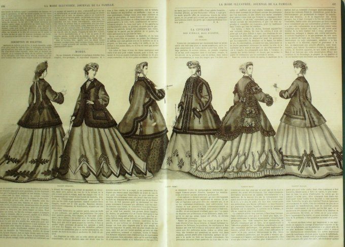 Journal Mode illustrée 1865 # 20 Paletot rococo & enfant