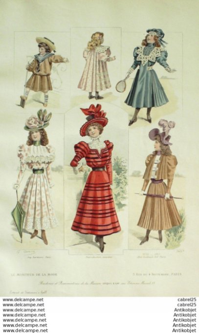 Gravure Mode Le Moniteur 1897 # 22 (Old Fashion plate)