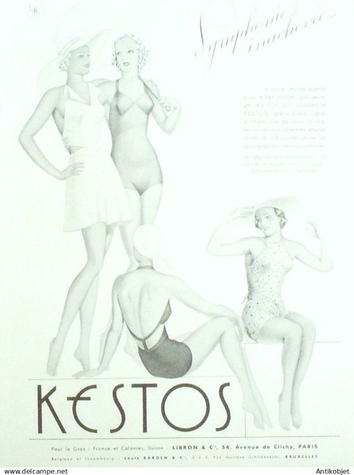 Publicité Lingerie Kestos Vahiné signée Hk 1951