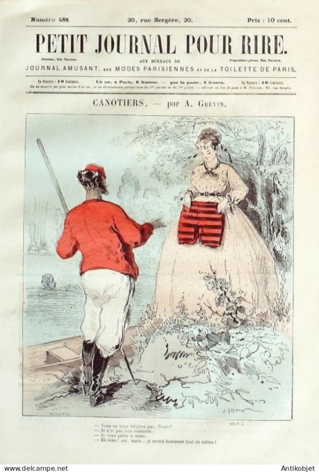 Petit journal pour Rire 1864 # 488 Canotiers Grevin