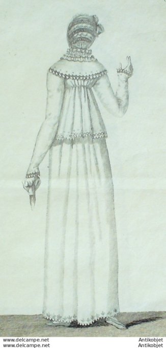 Gravure de mode Costume Parisien 1813 n°1298 Camisole de Perkale