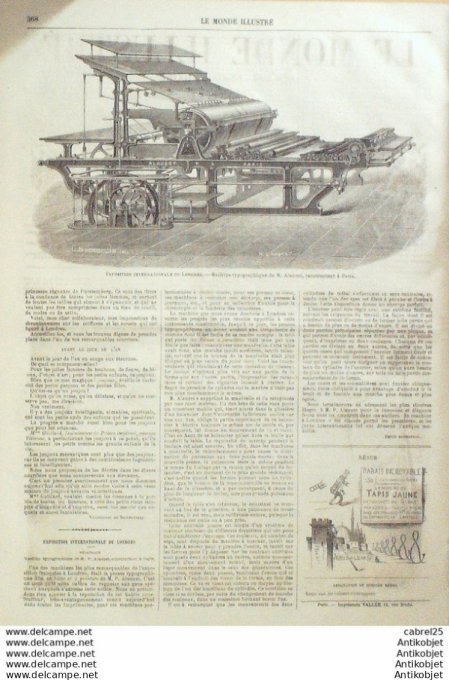 Le Monde illustré 1862 n°295 Mexique Orizaba Pont Louis Philippe Machine Ttpographique