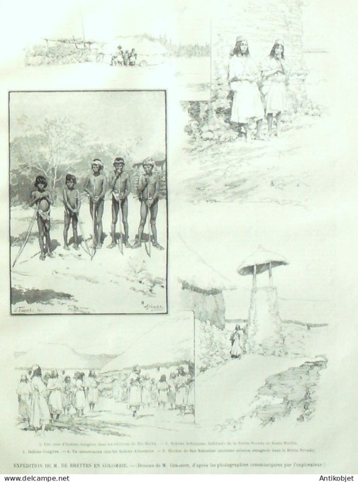 Le Monde illustré 1893 n°1882 Colombie San Sébastian Rio-Hacha Santa-Martha Bruxelles troubles