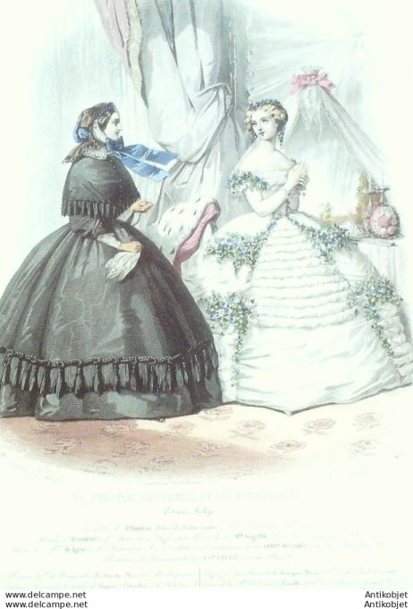 Gravure Mode J.Dames & Demoiselles 1854 # 547 (Old Fashion plate)