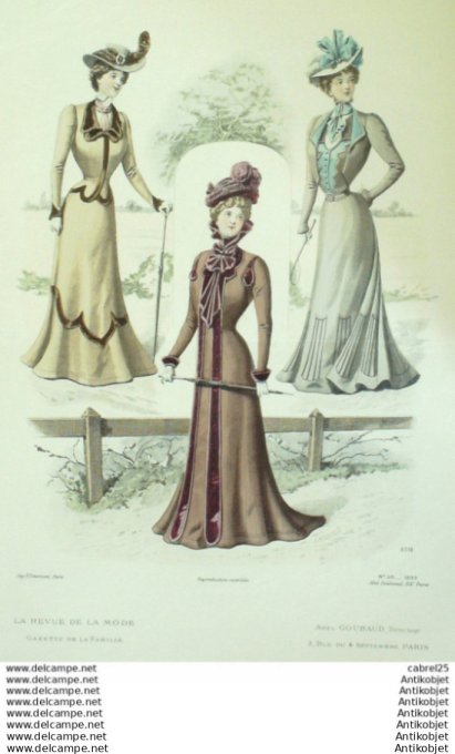 Gravure Mode La Gazette 1899 # 38 (Old Fashion plate)