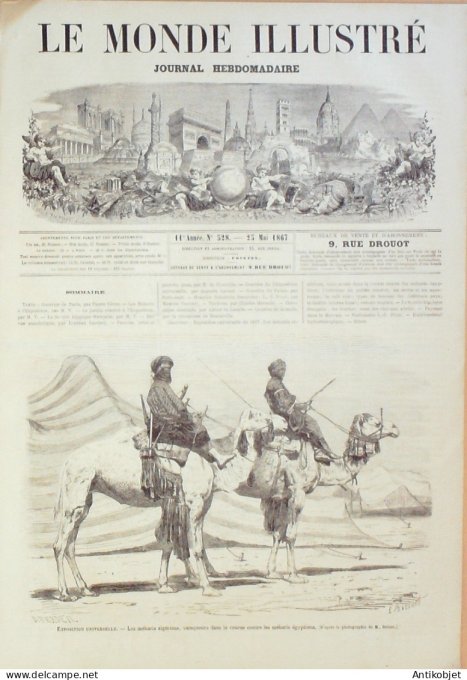 Le Monde illustré 1867 n°528 Méharis algériens  égyptiens Morvan (58) Cottage anglais