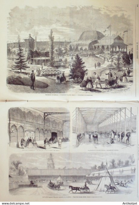 Le Monde illustré 1867 n°528 Méharis algériens  égyptiens Morvan (58) Cottage anglais