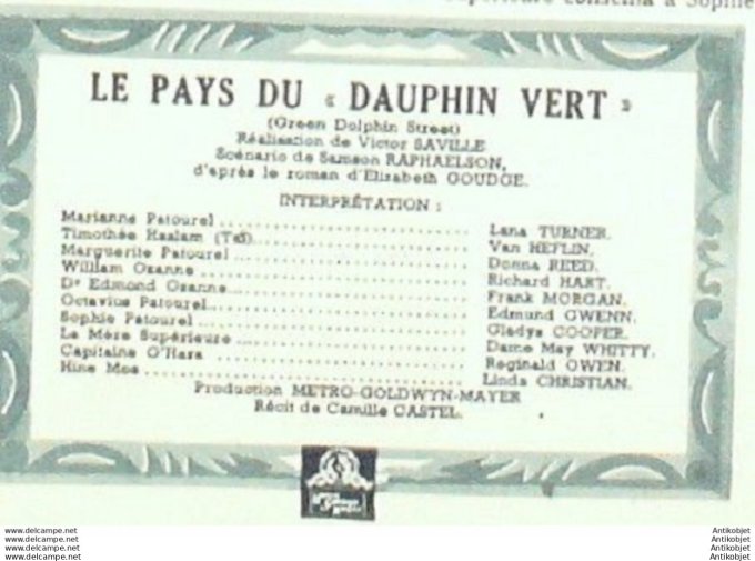 Le pays du Dauphin Vert Richard Hart Lana Turner Reginal Owen