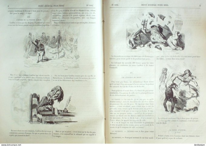 Petit journal pour Rire 1866 # 606 Seance a la Correctionnelle Gustave Dore