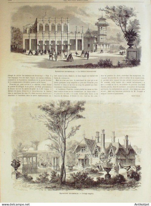 Le Monde illustré 1867 n°528 Méharis algériens  égyptiens Morvan (58) Cottage anglais