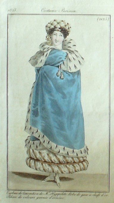 Gravure Mode Costume Parisien 1823 # 2125 (eau forte old Fashion plate