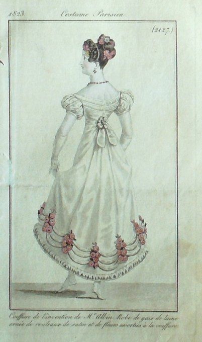 Gravure Mode Costume Parisien 1823 # 2127 (eau forte old Fashion plate