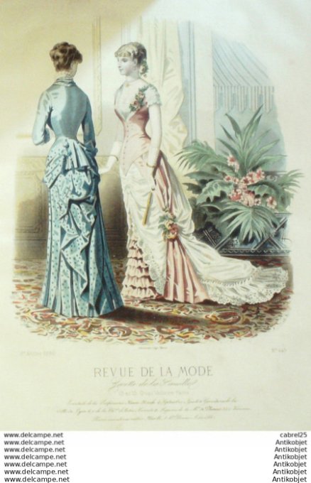 Gravure Mode La Gazette 1880 # 449 (Old Fashion plate)