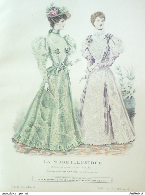 Gravure Mode illustree 1896 # 27 (Old Fashion plate) RARE