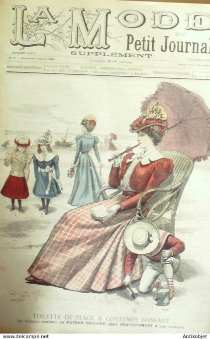 La Mode du Petit journal 1898 n°27 Costumes enfant & Toilettes de plage