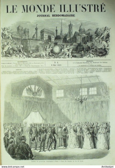 Le Monde illustré 1857 n°  4 Chaumont (52) Rennes (35) Lancement vaisseau Quirinal