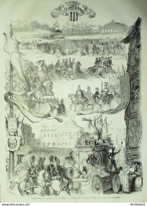 Le Monde illustré 1857 n°  4 Chaumont (52) Rennes (35) Lancement vaisseau Quirinal