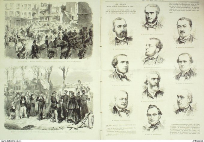 Le Monde illustré 1870 n°710 Seine bassin Suresnes (92) Bondy (93) Paris assiégé Jardins des Plantes