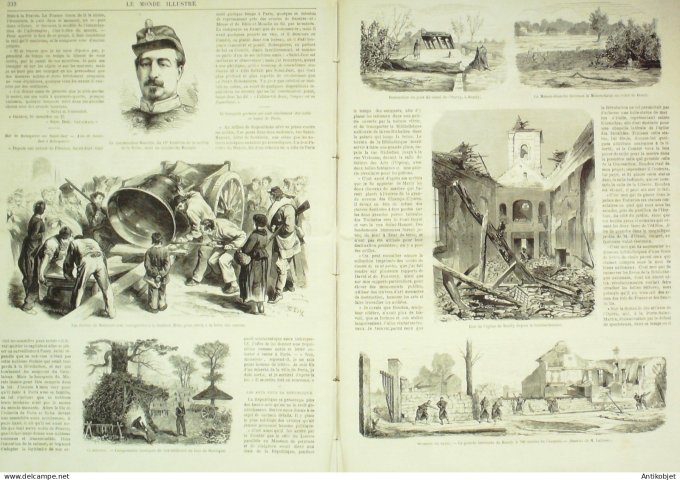 Le Monde illustré 1870 n°710 Seine bassin Suresnes (92) Bondy (93) Paris assiégé Jardins des Plantes