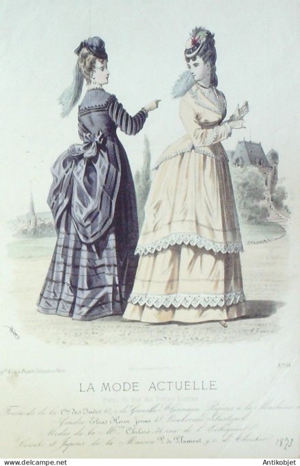 Gravure La Mode actuelle 1871 #  56 (Old Fashion plate) Amazone cavaliere