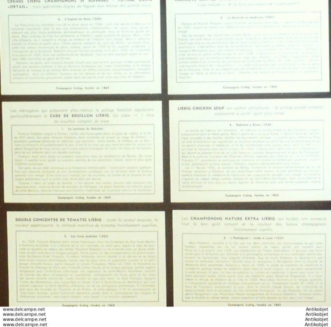 Chromo Liebig Sang 1599 Rabelais Francois (1954)