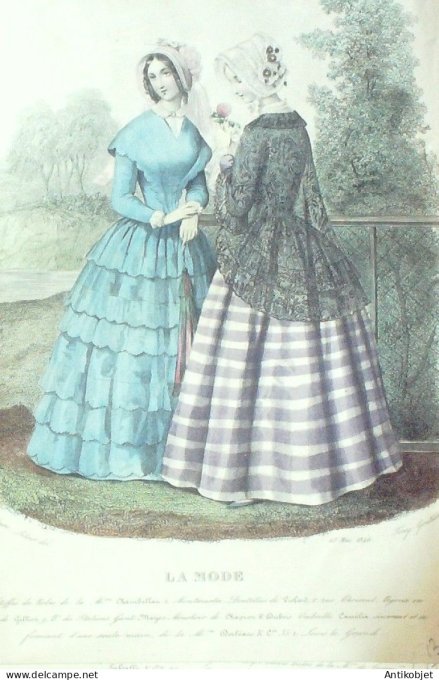 Gravure La mode 1846 # 13 (aquarelle old Fashion plate)