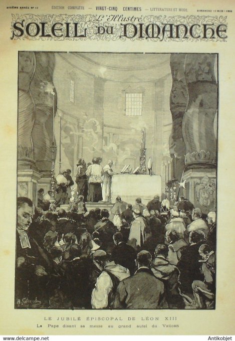 Soleil du Dimanche 1893 n°12  Jubile Léon XIII Vatican Meissonier Procès Panama